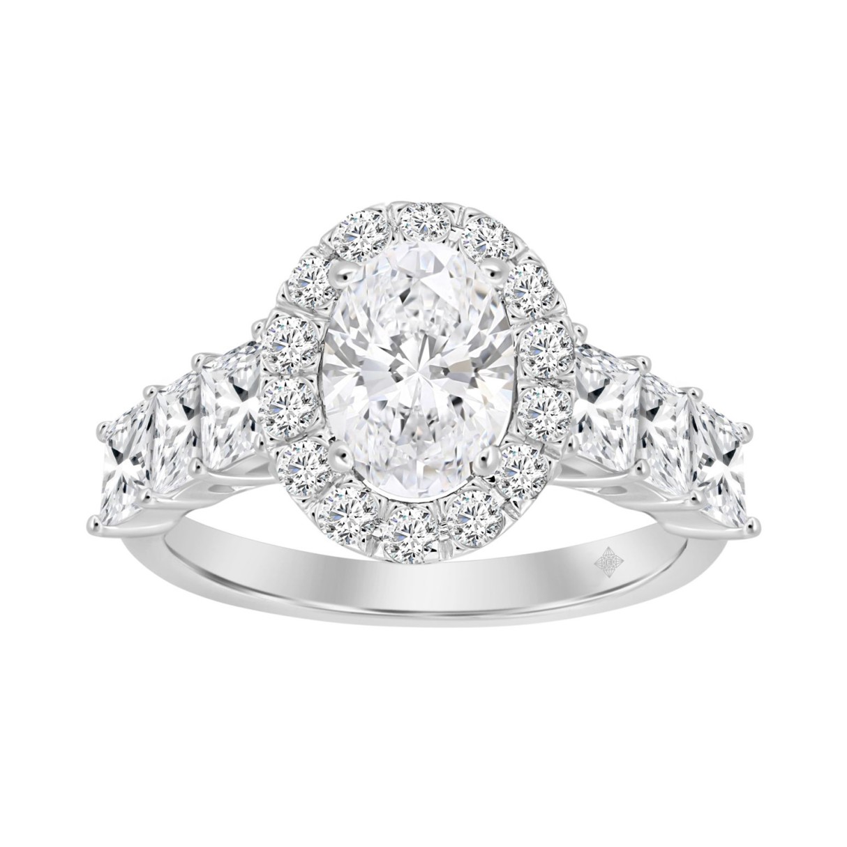 LADIES RING 2 3/8CT ROUND/PRINCESS DIAMOND 14K WHITE GOLD (CENTER STONE OVAL DIAMOND 1 1/4CT ) 1 LADIES RING 2 3/8CT ROUND/PRINCESS DIAMOND 14K WHITE GOLD (CENTER STONE OVAL DIAMOND 1 1/4CT ) - Image 1
