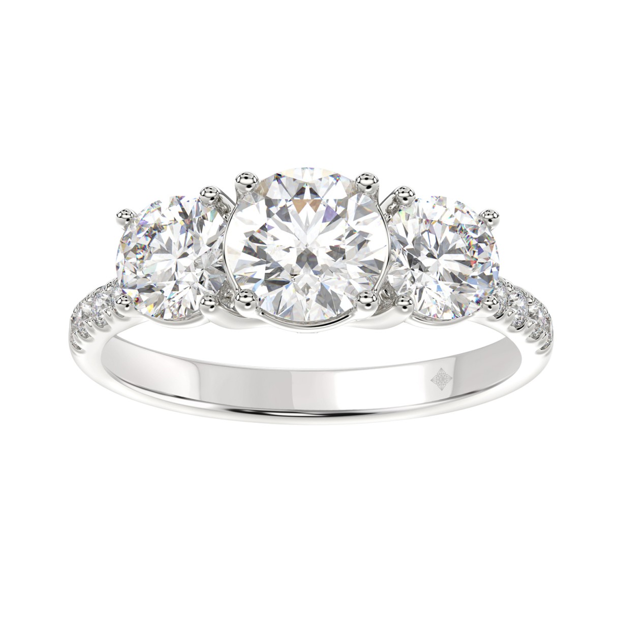 LADIES RING 2CT ROUND DIAMOND 14K WHITE GOLD (CENTER STONE ROUND DIAMOND 1CT ) 1 LADIES RING 2CT ROUND DIAMOND 14K WHITE GOLD (CENTER STONE ROUND DIAMOND 1CT ) - Image 1