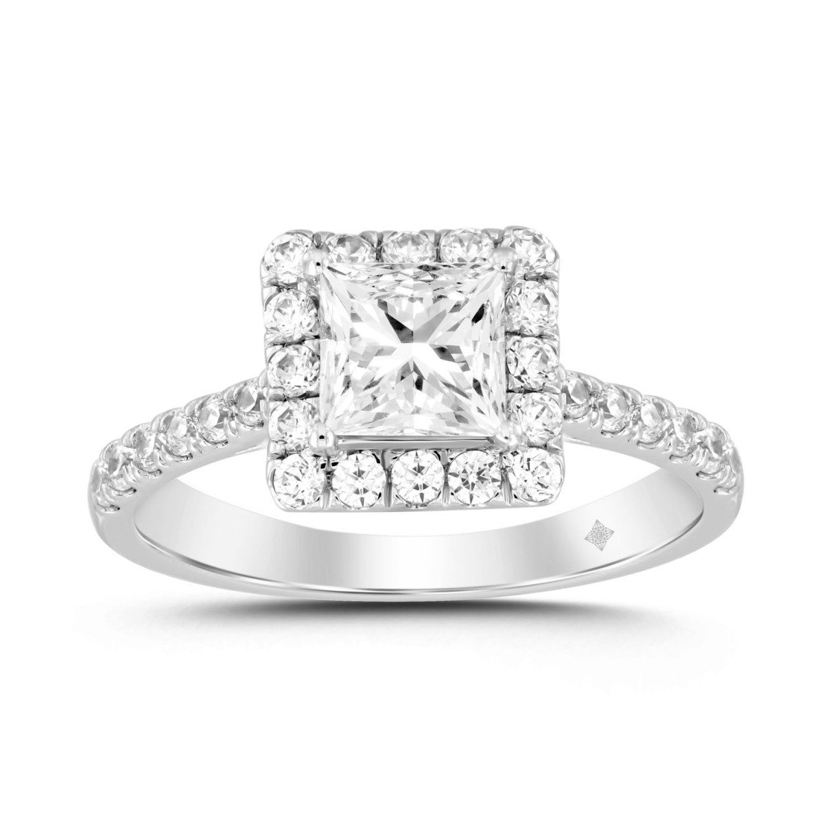 LADIES RING 3/4CT ROUND/PRINCESS DIAMOND 14K WHITE GOLD (CENTER STONE PRINCESS DIAMOND 1/2CT) 1 LADIES RING 3/4CT ROUND/PRINCESS DIAMOND 14K WHITE GOLD (CENTER STONE PRINCESS DIAMOND 1/2CT) - Image 1
