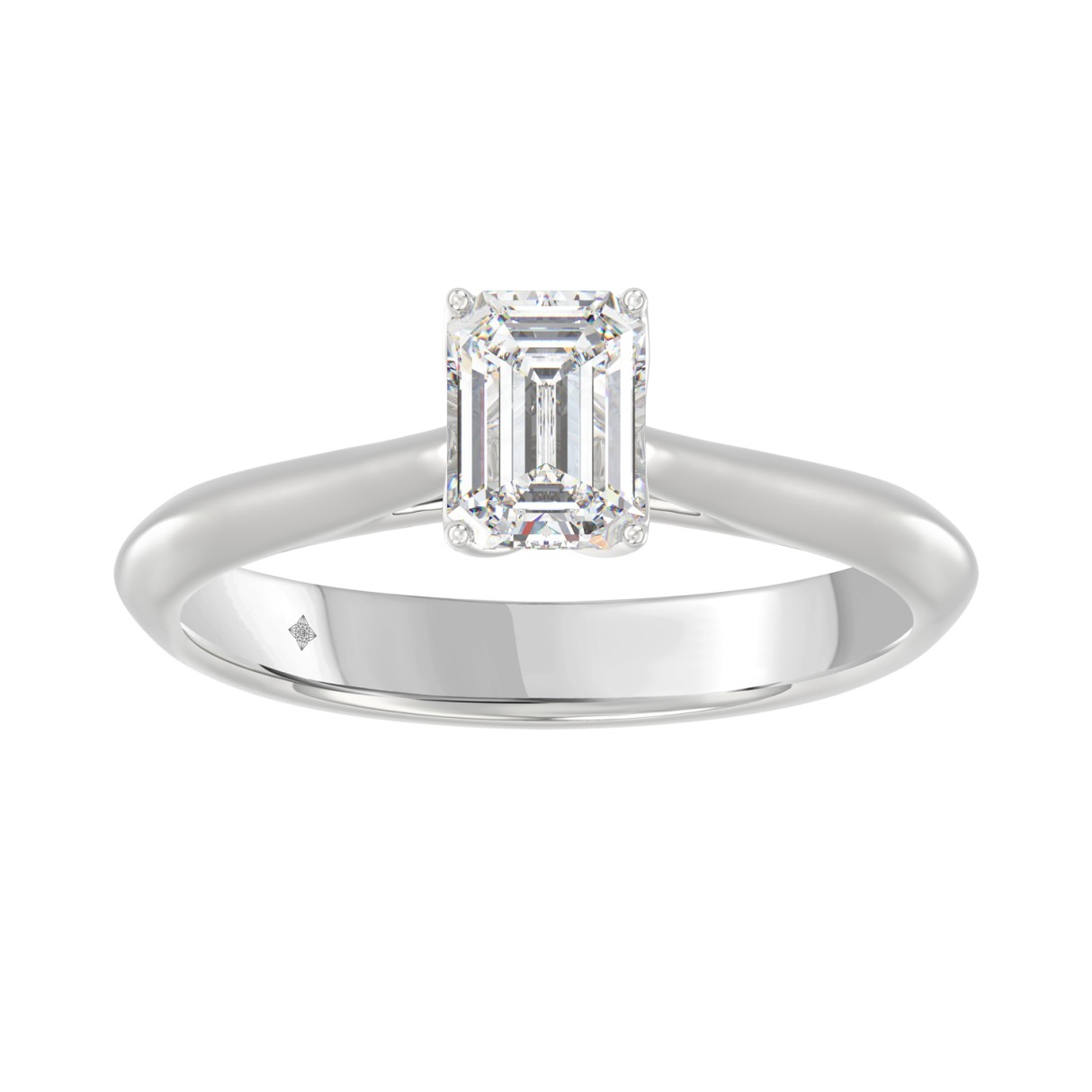 LADIES SOLITAIRE RING 1CT EMERALD DIAMOND 14K WHITE GOLD 1 LADIES SOLITAIRE RING 1CT EMERALD DIAMOND 14K WHITE GOLD - Image 1