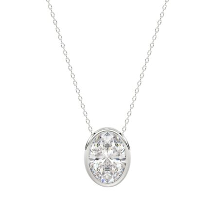 LADIES SOLITAIRE PENDANT 2CT OVAL DIAMOND 14K WHITE GOLD
