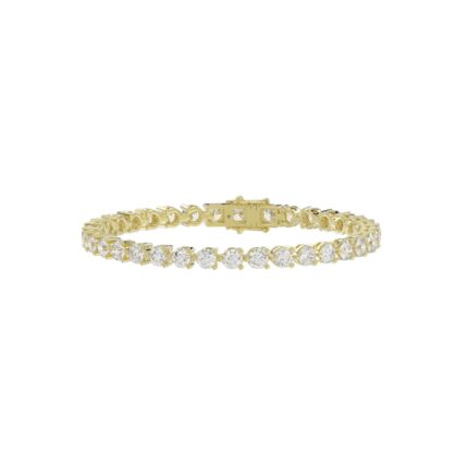 LADIES BRACELET 9CT ROUND DIAMOND 14K YELLOW GOLD