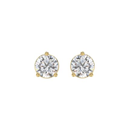 LADIES SOLITAIRE EARRINGS 2 1/2CT ROUND DIAMOND 14K YELLOW GOLD