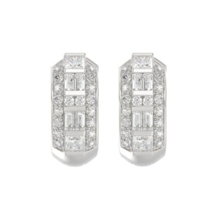 14K WHITE GOLD 1.00CT ROUND/PRINCESS/BAGUETTE DIAMOND LADIES EARRINGS