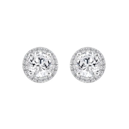 14K WHITE GOLD 2 1/4CT ROUND DIAMOND LADIES EARRINGS