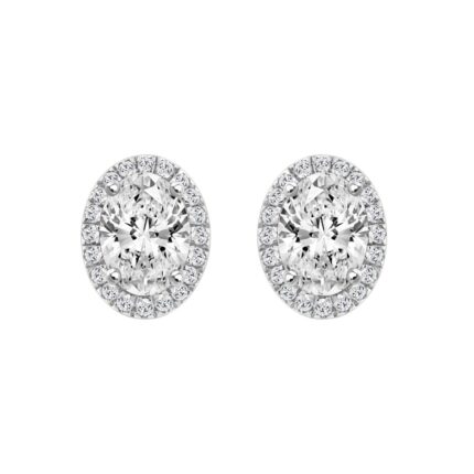 14K WHITE GOLD 2 1/4CT ROUND/OVAL DIAMOND LADIES EARRINGS
