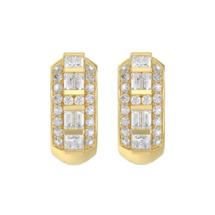 14K YELLOW GOLD 1.00CT ROUND/PRINCESS/BAGUETTE DIAMOND LADIES EARRINGS