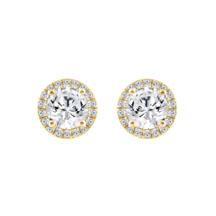 14K YELLOW GOLD 2 1/4CT ROUND DIAMOND LADIES EARRINGS