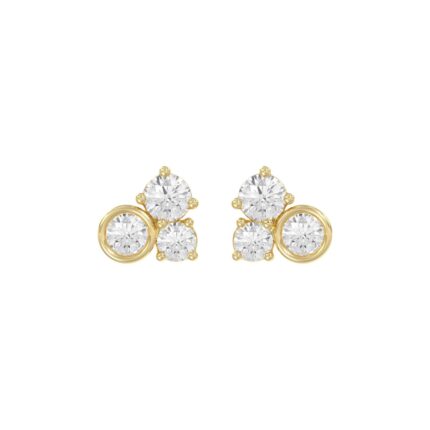 Classic 10K Yellow Gold  Round Lab Grown Diamond Ladies Fashion Earring 3/4Ct (Color F-G -Clarity Vs1/Vs2)