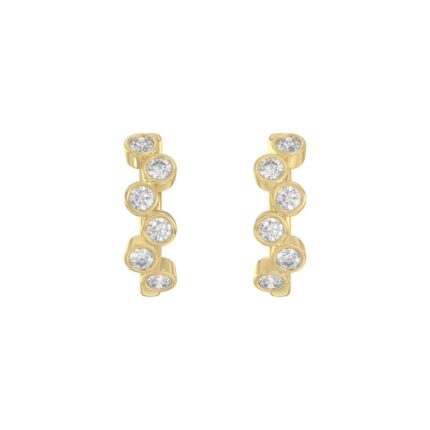 Elegant Ladies 10K Yellow Gold 3/4CT Round Lab Grown Diamond Fancy Hoop Earrings  (Color F-G -Clarity VS1/VS2)