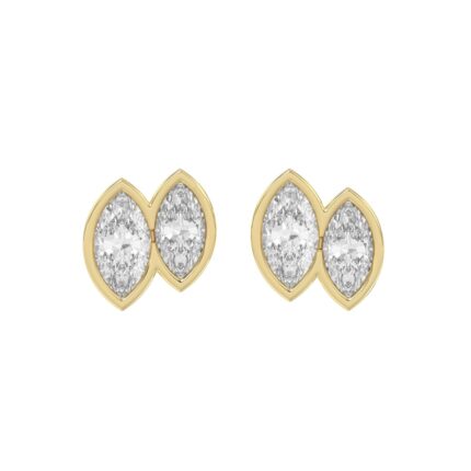 Elegant Ladies Earring 10K Collection Linked Hearts Yellow Gold 1.00CT Marquise Lab Grown Diamond (Color F-G -Clarity VS1/VS2)