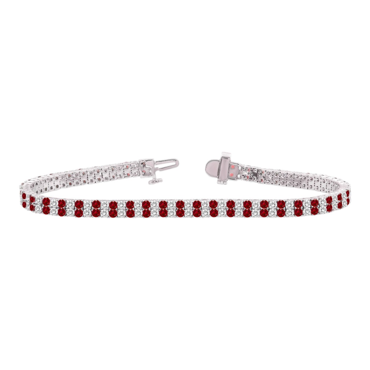 14K WHITE GOLD 5 3/4CT ROUND/RUBY ROUND DIAMOND LADIES BRACELET (RUBY ROUND DIAMOND 2 3/4CT) 1 14K WHITE GOLD 5 3/4CT ROUND/RUBY ROUND DIAMOND LADIES BRACELET (RUBY ROUND DIAMOND 2 3/4CT) - Image 1