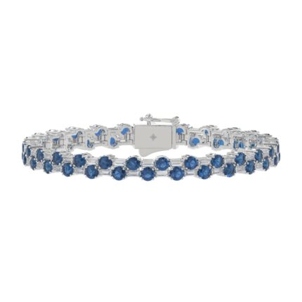 14K WHITE GOLD 9.00CT BAGUETTE/ROUND DIAMOND LADIES BRACELET (BLUE SAPPHIRE ROUND DIAMOND 7 7/8CT)