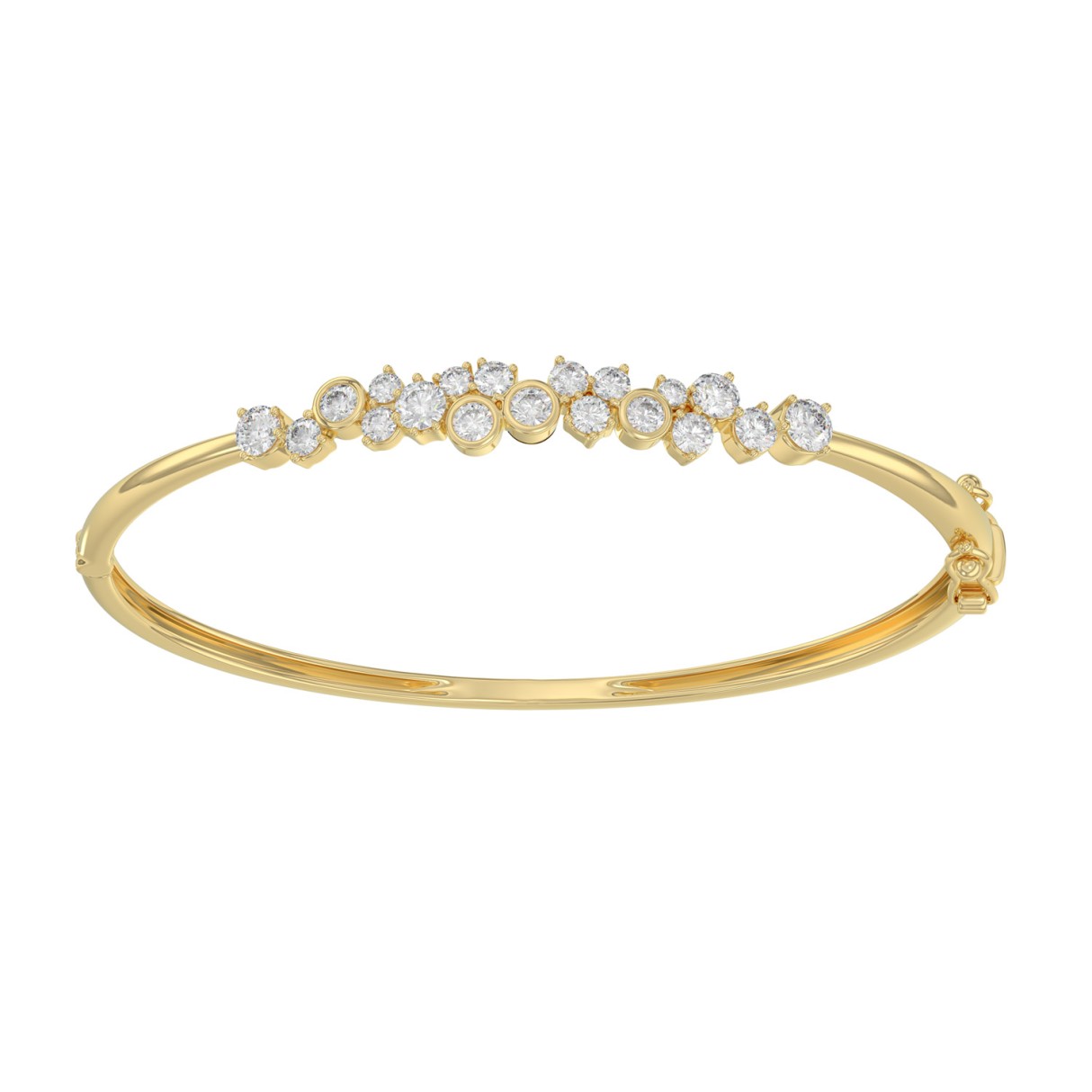 14K Yellow Gold Ladies Flexible Bangle 1 3/4CT Round Cut Diamonds (Color F-G -Clarity VS1/VS2) 1 14K Yellow Gold Ladies Flexible Bangle 1 3/4CT Round Cut Diamonds (Color F-G -Clarity VS1/VS2) - Image 1