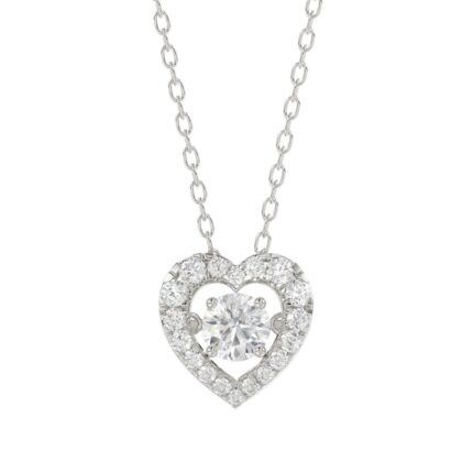 10K WHITE GOLD 3/4CT ROUND DIAMOND LADIES PENDANT WITH CHAIN (CENTER STONE ROUND DIAMOND 1/2CT)