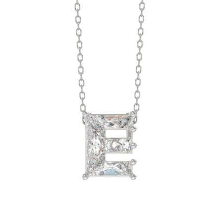 14K WHITE GOLD 1 1/2CT FANCY CUT ALPHABET DIAMOND LADIES PENDANT WITH CHAIN