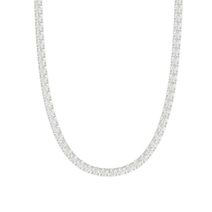 14K WHITE GOLD 4 3/4CT 18" ROUND DIAMOND LADIES TENNIS NECKLACE