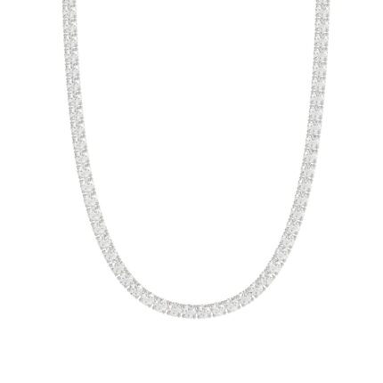 14K WHITE GOLD 7 3/4CT 18" ROUND DIAMOND LADIES TENNIS NECKLACE