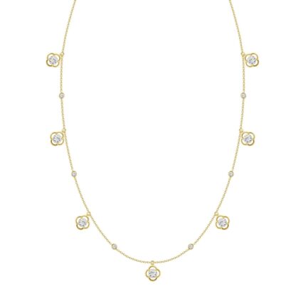 14K YELLOW GOLD 1 1/2CT ROUND DIAMOND LADIES NECKLACE