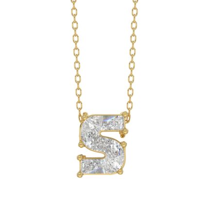 14K YELLOW GOLD 1 3/4CT FANCY CUT ALPHABET DIAMOND LADIES PENDANT WITH CHAIN