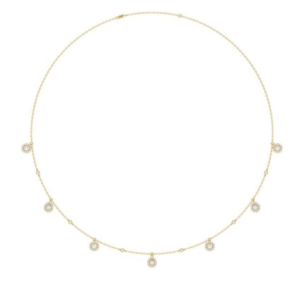 14K YELLOW GOLD 1.00CT ROUND/PEAR DIAMOND LADIES NECKLACE