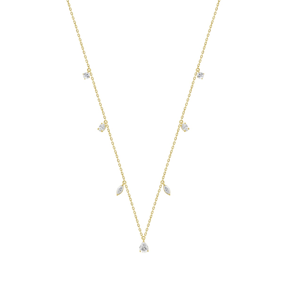 14K YELOW GOLD 1.00CT ROUND/PEAR/MARQUISE/OVAL DIAMOND LADIES NECKLACE 1 14K YELOW GOLD 1.00CT ROUND/PEAR/MARQUISE/OVAL DIAMOND LADIES NECKLACE - Image 1