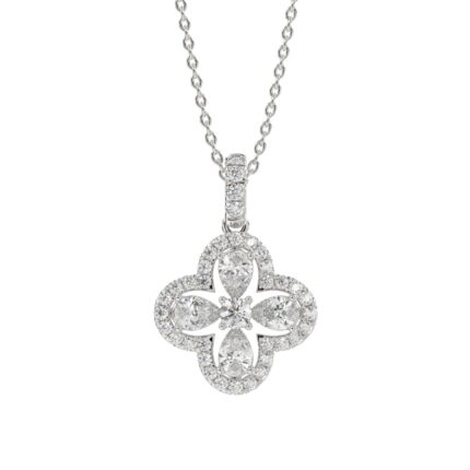LADIES PENDANT 1CT ROUND/PEAR DIAMOND 14K WHITE GOLD