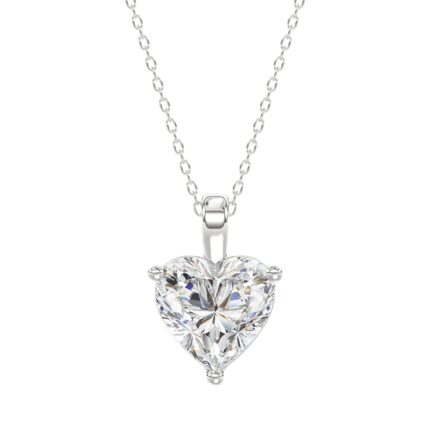 LADIES SOLITAIRE PENDANT 4.00CT HEART DIAMOND 14K WHITE GOLD