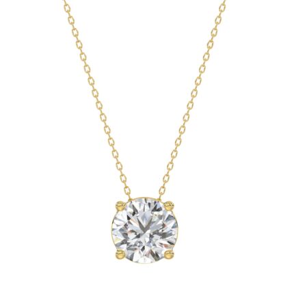 LADIES SOLITAIRE PENDANT WITH UNDER-PASS CHAIN 1 1/2CT ROUND DIAMOND 14K YELLOW GOLD