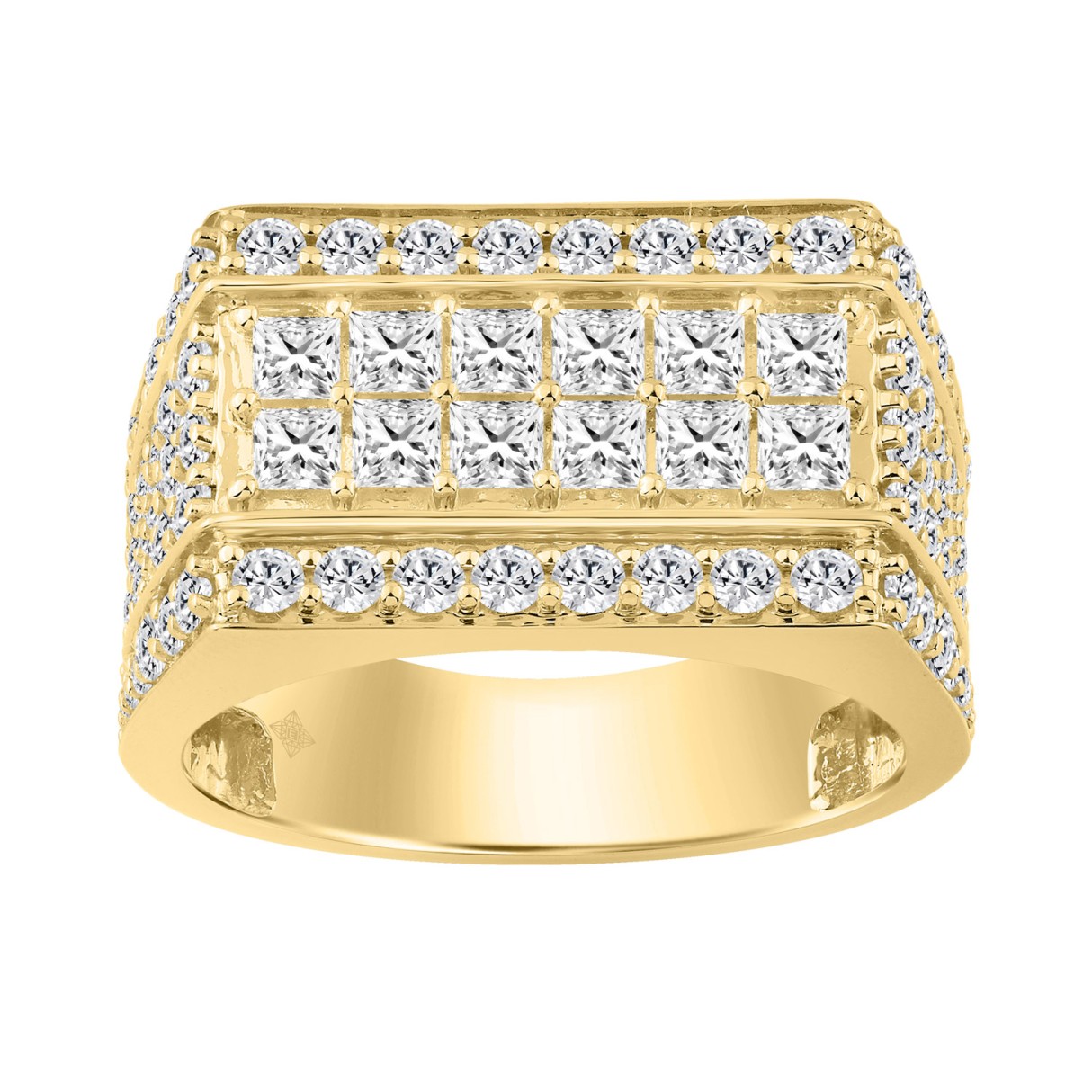 14K YELLOW GOLD 3.00CT ROUND/PRINCESS DIAMOND MEN'S RING 1 14K YELLOW GOLD 3.00CT ROUND/PRINCESS DIAMOND MEN'S RING - Image 1
