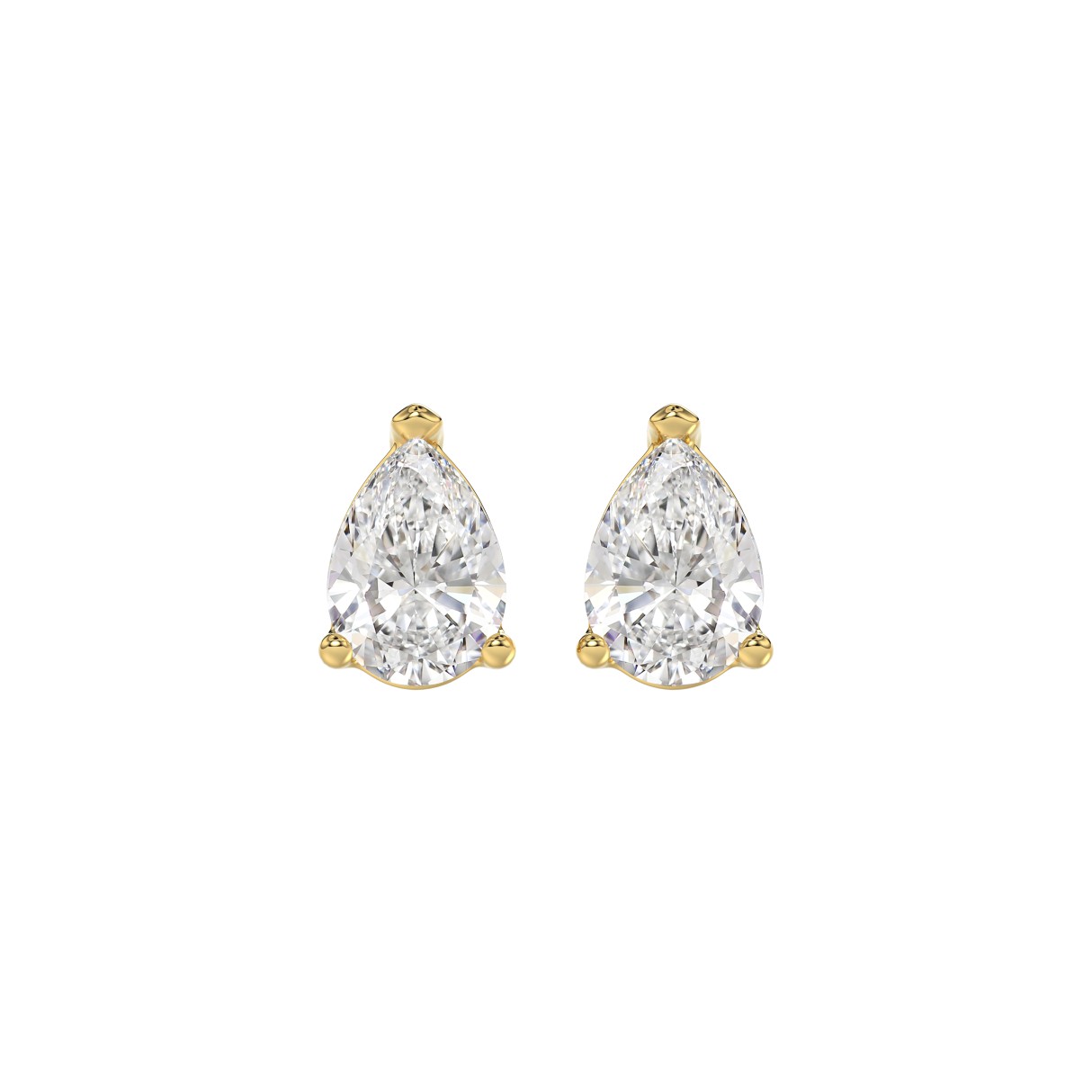LADIES SOLITAIRE EARRINGS 2CT PEAR DIAMOND 14K YELLOW GOLD 1 LADIES SOLITAIRE EARRINGS 2CT PEAR DIAMOND 14K YELLOW GOLD - Image 1
