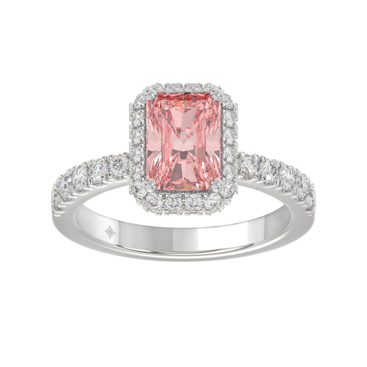 ETERNAL BLUSH COLLECTION 14K WHITE GOLD 1.00CT ROUND/RADIANT DIAMOND LADIES RING (CENTER STONE PINK RADIANT DIAMOND 3.00CT) 1 ETERNAL BLUSH COLLECTION 14K WHITE GOLD 1.00CT ROUND/RADIANT DIAMOND LADIES RING (CENTER STONE PINK RADIANT DIAMOND 3.00CT) - Image 1