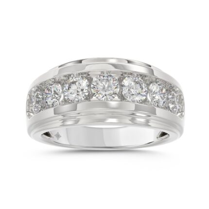 14K WHITE GOLD 2.00CT ROUND DIAMOND MEN'S BAND