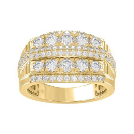 14K YELLOW GOLD 2.00CT ROUND DIAMOND MEN'S RING