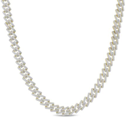 14K YELLOW GOLD 4.00CT ROUND DIAMOND MEN'S NECKLACE