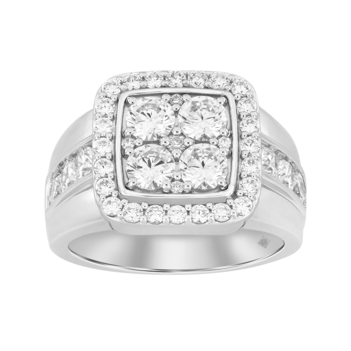 MEN'S RING 3CT ROUND DIAMOND 14K WHITE GOLD 1 MEN'S RING 3CT ROUND DIAMOND 14K WHITE GOLD - Image 1
