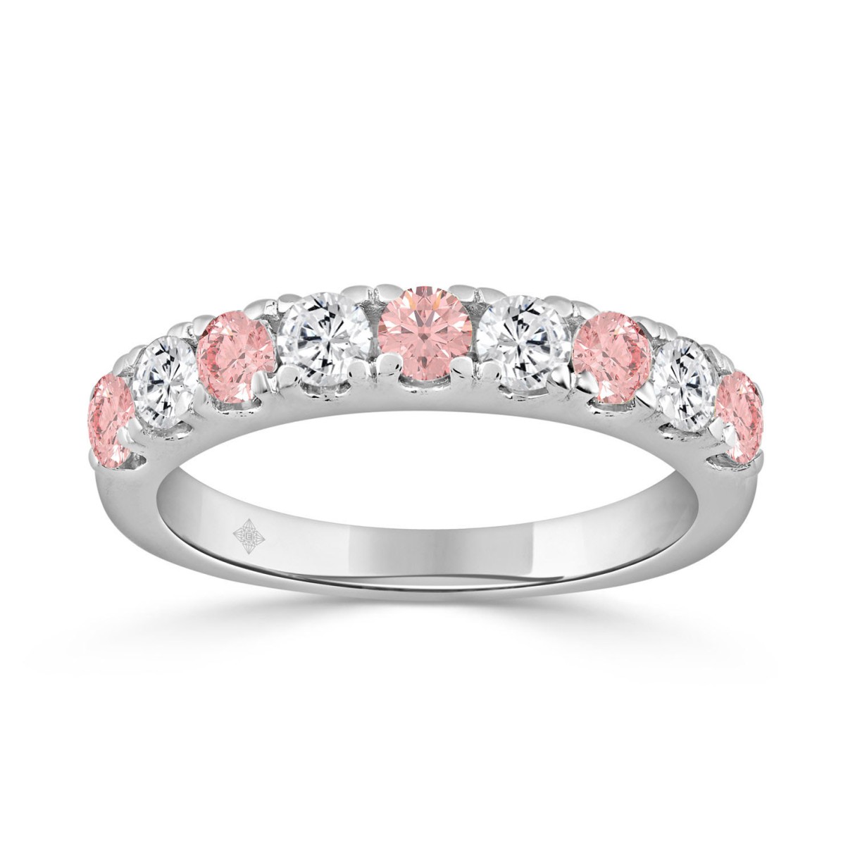 ETERNAL BLUSH COLLECTION 14K WHITE GOLD 1.00 CT ROUND PINK & WHITE DIAMOND ALTERNATING BAND RING 1 ETERNAL BLUSH COLLECTION 14K WHITE GOLD 1.00 CT ROUND PINK & WHITE DIAMOND ALTERNATING BAND RING - Image 1