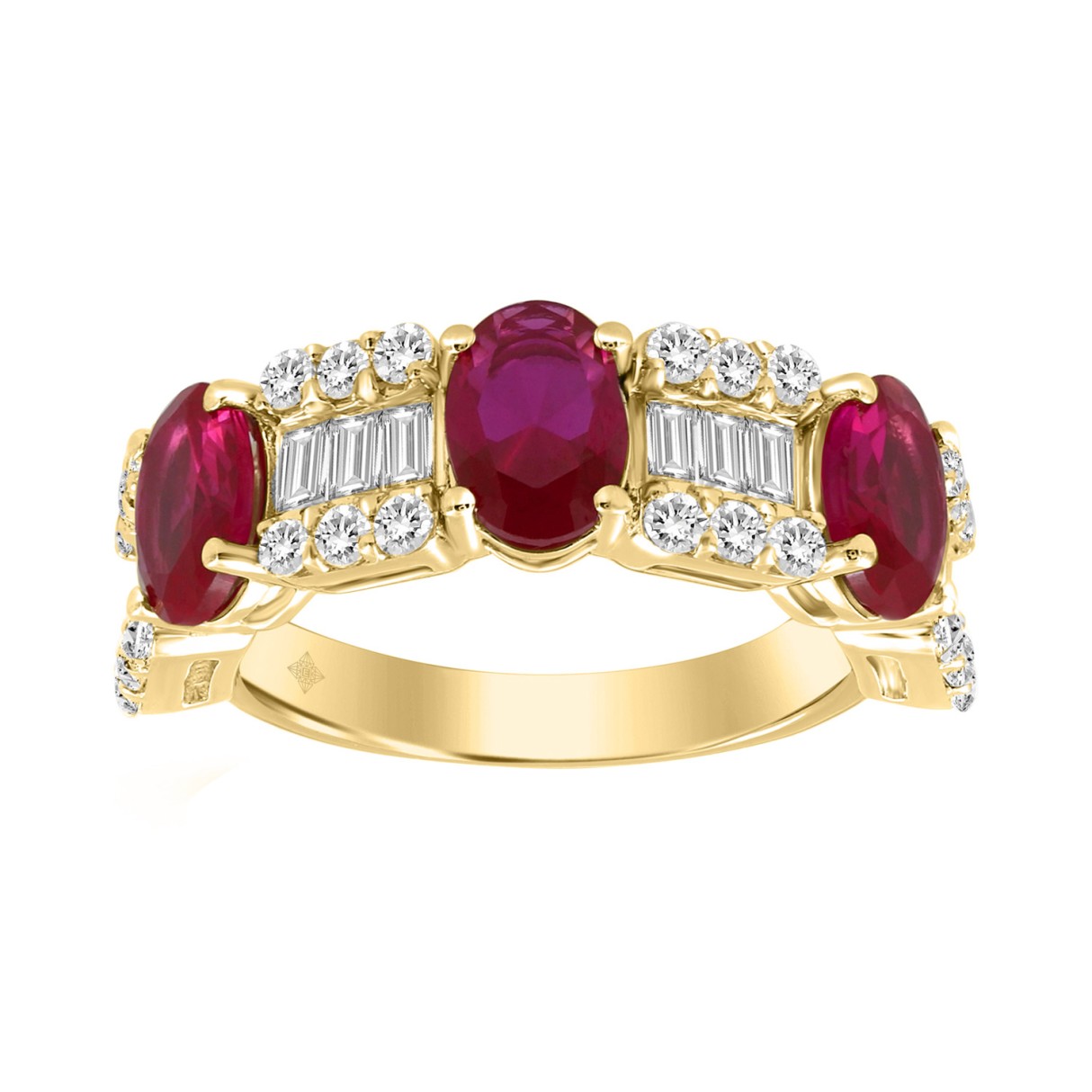 LADIES BAND 1CT ROUND/BAGUETTE/OVAL DIAMOND 14K YELLOW GOLD (RUBY OVAL DIAMOND 2CT ) 1 LADIES BAND 1CT ROUND/BAGUETTE/OVAL DIAMOND 14K YELLOW GOLD (RUBY OVAL DIAMOND 2CT ) - Image 1