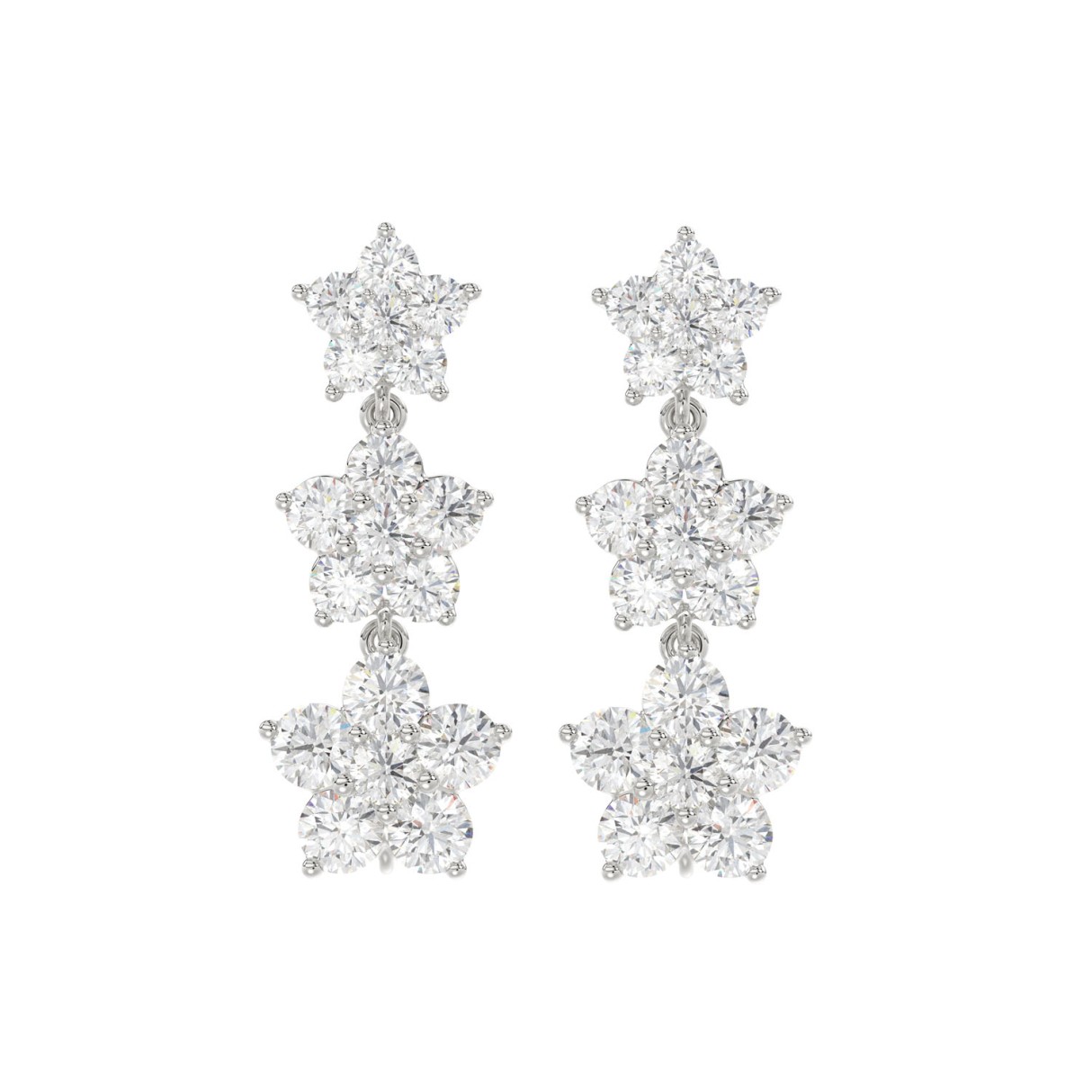 14K WHITE GOLD 3CT ROUND DIAMOND LADIES LINEAR EARRINGS 1 14K WHITE GOLD 3CT ROUND DIAMOND LADIES LINEAR EARRINGS - Image 1