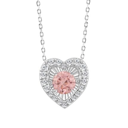 ETERNAL BLUSH COLLECTION 14K WHITE GOLD 1.00CT ROUND DIAMOND LADIES PENDANT (ROUND PINK)