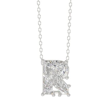 10K WHITE GOLD 1 5/8CT FANCY CUT ALPHABET DIAMOND LADIES PENDANT WITH CHAIN