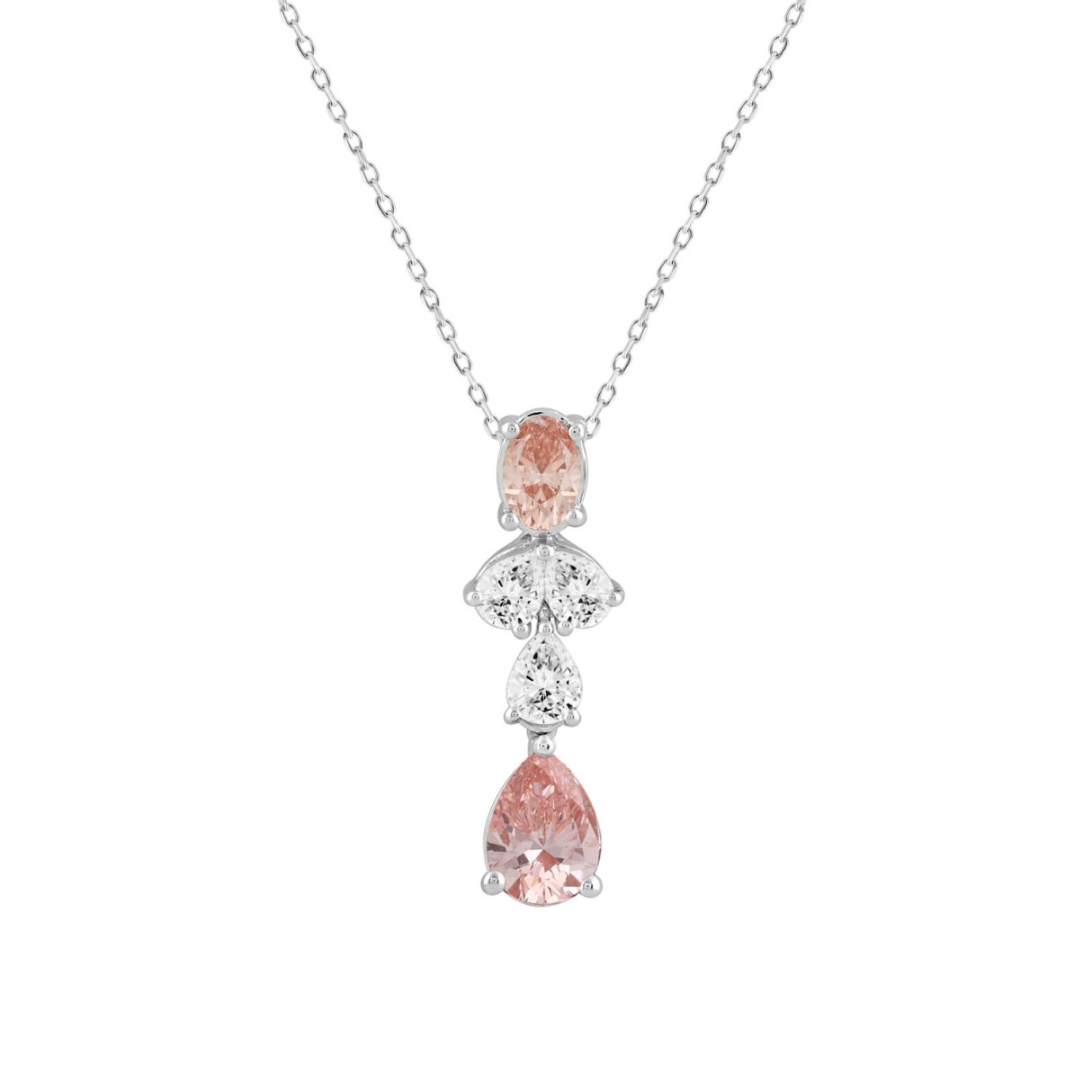 ETERNAL BLUSH COLLECTION 14K WHITE GOLD 2.00CT PINK PEAR & OVAL DIAMOND / PEAR DIAMOND LADIES PENDANT WITH CHAIN 1 ETERNAL BLUSH COLLECTION 14K WHITE GOLD 2.00CT PINK PEAR & OVAL DIAMOND / PEAR DIAMOND LADIES PENDANT WITH CHAIN - Image 1
