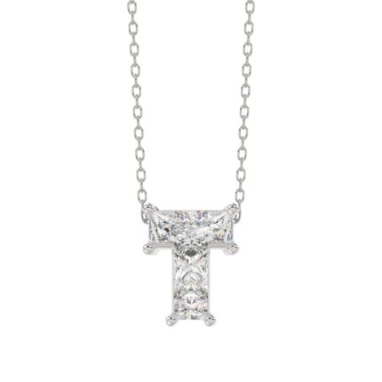 10K WHITE GOLD 1.00CT FANCY CUT ALPHABET DIAMOND LADIES PENDANT WITH CHAIN