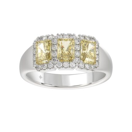 14K WHITE GOLD 1 3/4CT ROUND/RADIANT YELLOW DIAMOND LADIES RING