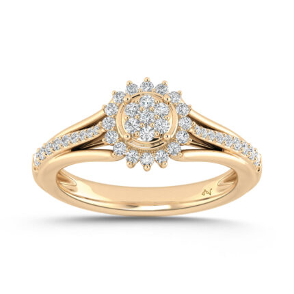 LADIES RING 0.33CT ROUND DIAMOND 10K YELLOW GOLD
