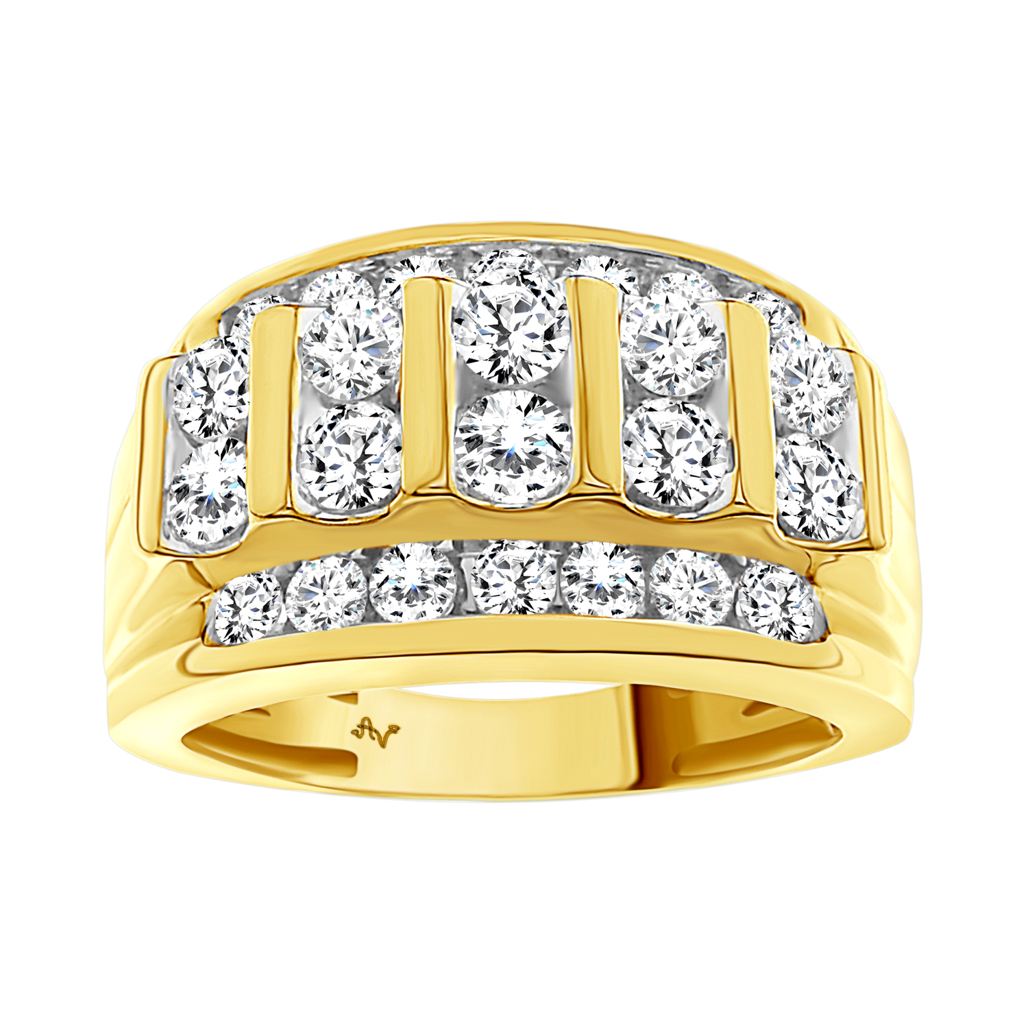 MEN'S RING 3.00CT ROUND DIAMOND 10K YELLOW GOLD 1 MEN'S RING 3.00CT ROUND DIAMOND 10K YELLOW GOLD - Image 1