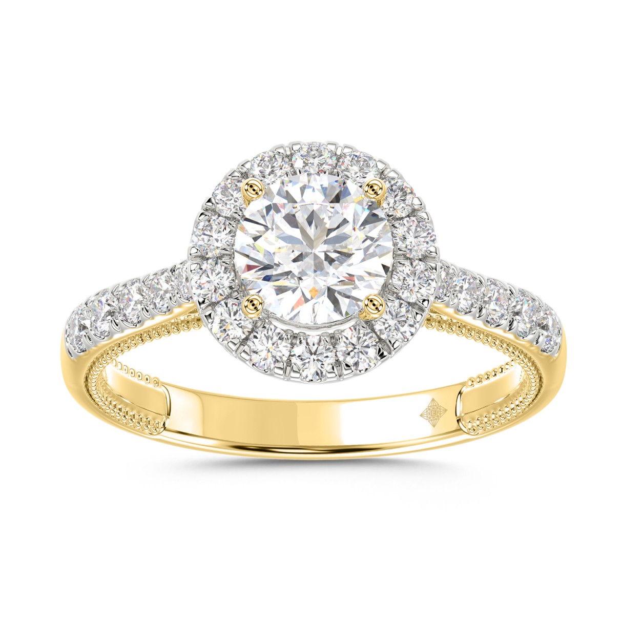 LADIES RING 1 1/2CT ROUND DIAMOND 14K YELLOW GOLD (CENTER STONE ROUND DIAMOND 1CT) 1 LADIES RING 1 1/2CT ROUND DIAMOND 14K YELLOW GOLD (CENTER STONE ROUND DIAMOND 1CT) - Image 1