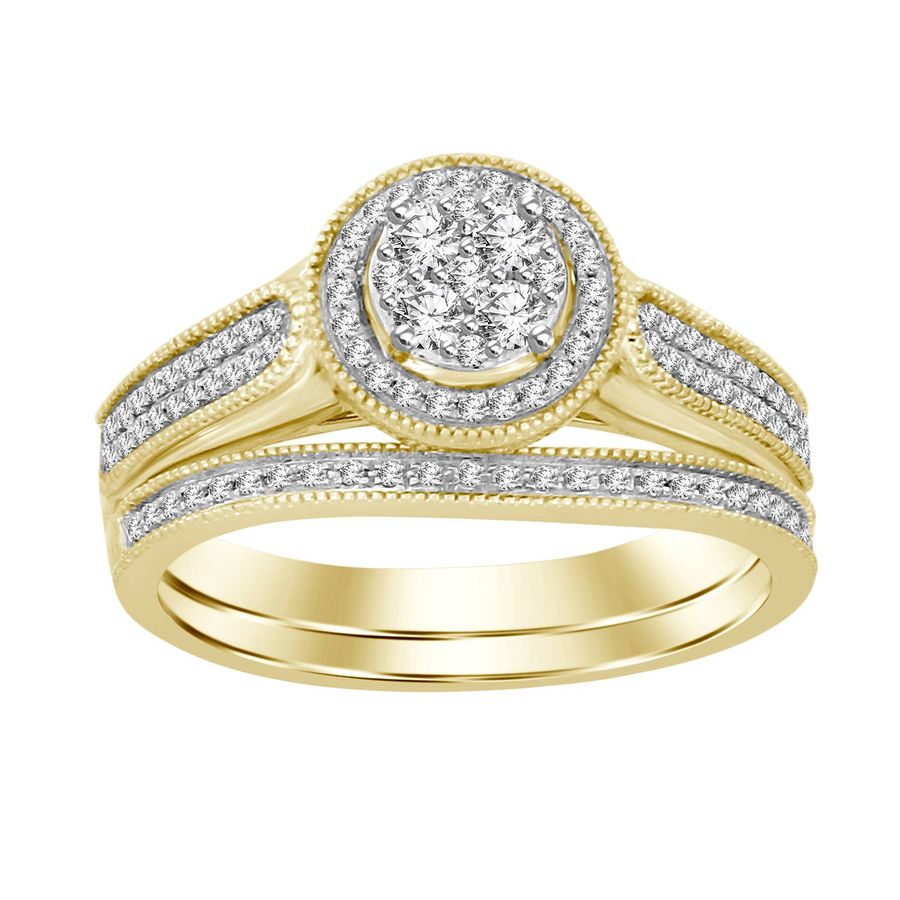 LADIES TRIO SET 0.50CT ROUND DIAMOND 10K YELLOW GOLD 1 LADIES TRIO SET 0.50CT ROUND DIAMOND 10K YELLOW GOLD - Image 1