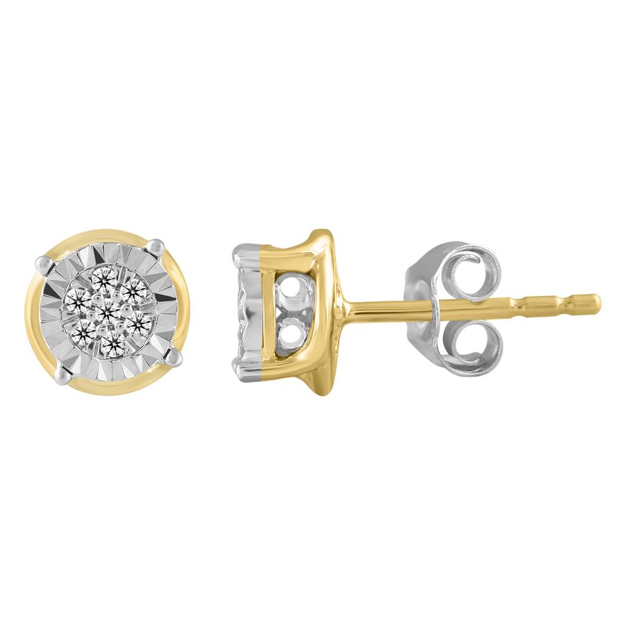 LADIES STUD EARRINGS 0.10CT ROUND DIAMOND 10K YELLOW GOLD 1 LADIES STUD EARRINGS 0.10CT ROUND DIAMOND 10K YELLOW GOLD - Image 1