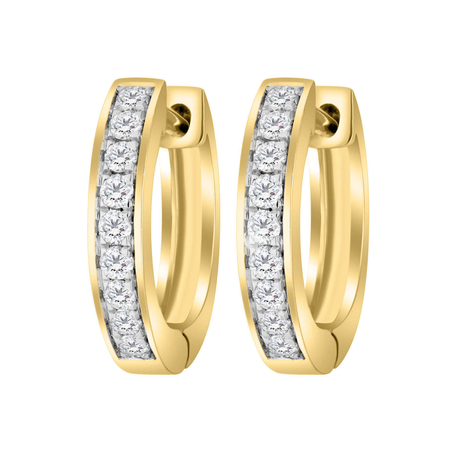 LADIES HOOP EARRINGS 0.15CT ROUND DIAMOND 10K YELLOW GOLD 1 LADIES HOOP EARRINGS 0.15CT ROUND DIAMOND 10K YELLOW GOLD - Image 1